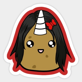 Unicorn Potato (Dark Hair) Sticker